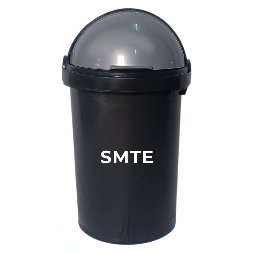 SMTE 50 Litre Dome Lid Dustbin - Heavy-Duty Plastic Waste Bin - Black