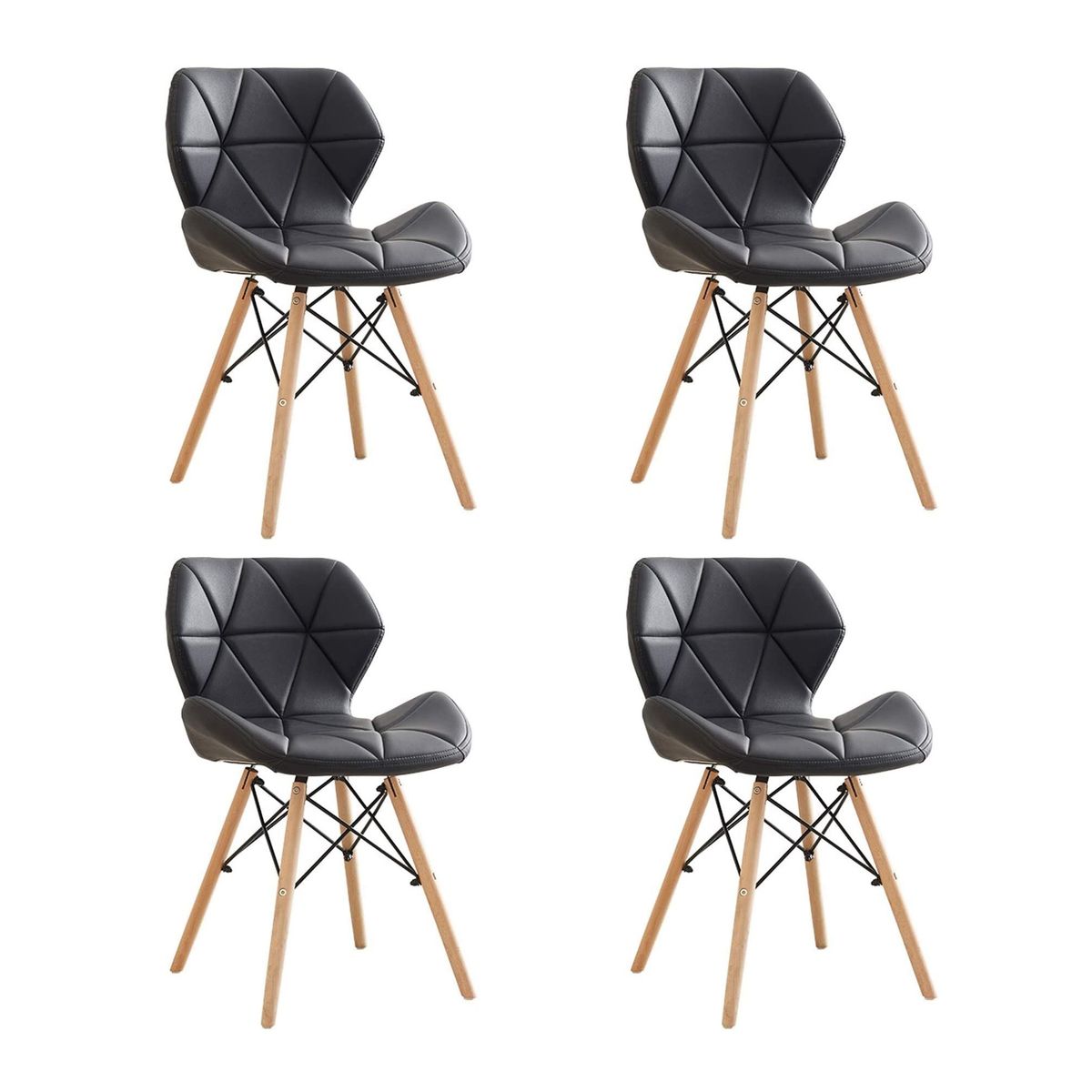 4 Piece Of Multifunctional Scandinavian Butterfly Design Ergonomic Chair Set - Black