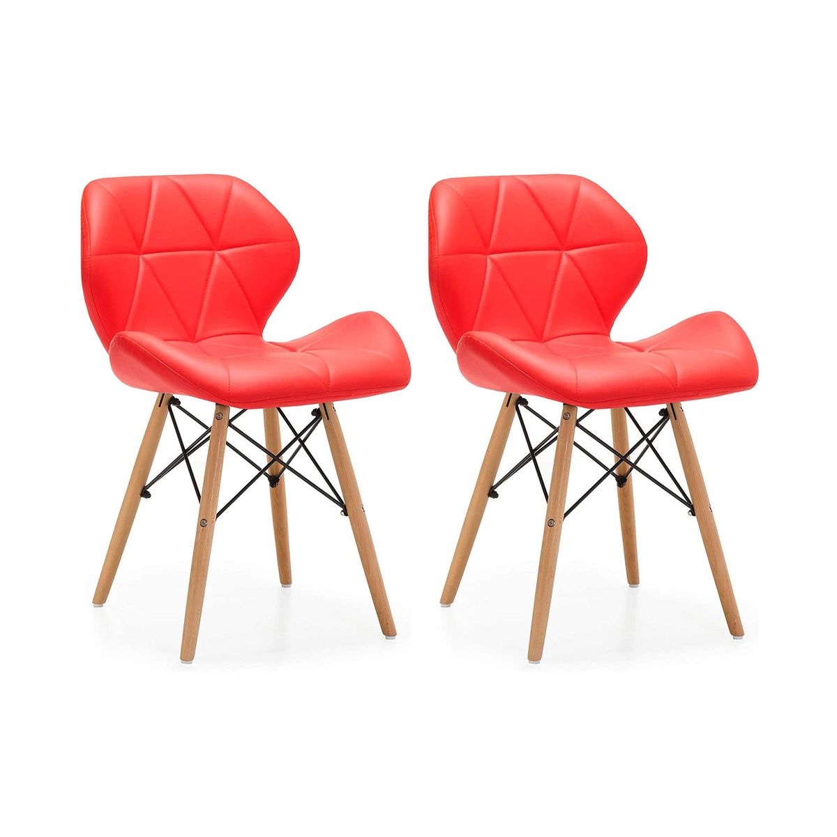 2 Piece Of Multifunctional Scandinavian Butterfly Design Ergonomic Chair Set - Red