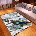 3D Peacock Feather Design Carpet Rug for Bedroom Living Room - 2m x 1.5m