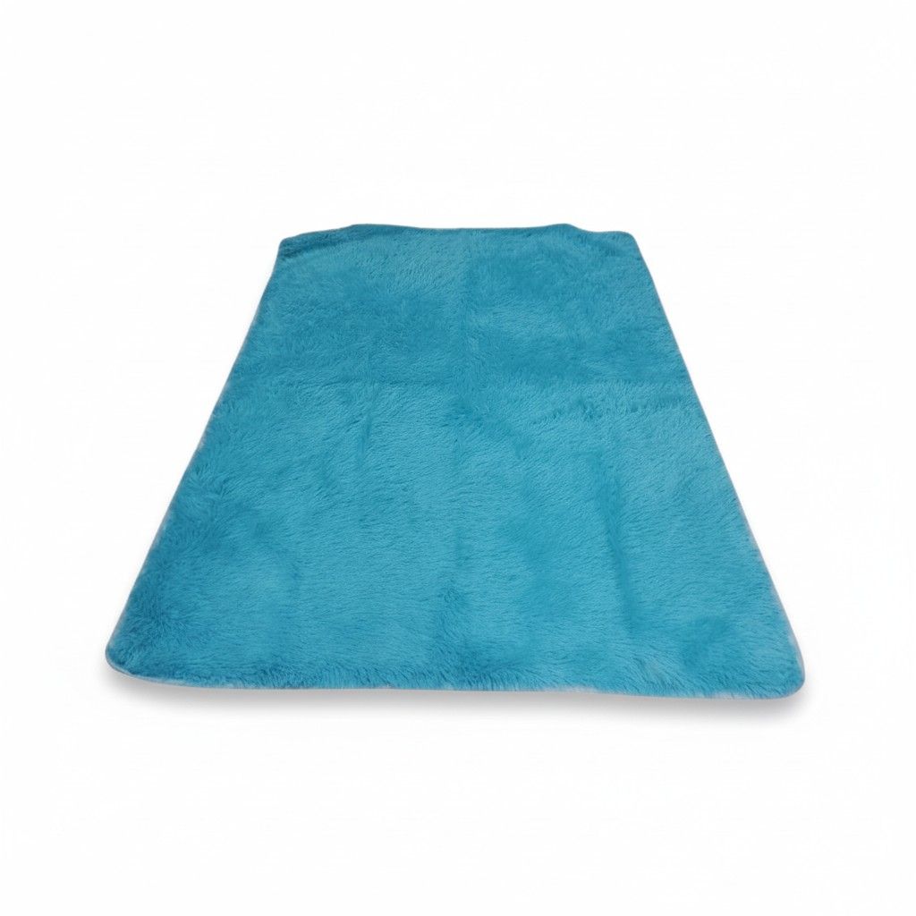 SMTE Fluffy Shaggy Rug - Ultra-Soft Foldable Area Carpet - Blue