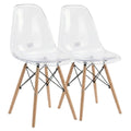 A337 Transparent Dining Chair with Wooden Legs - Pack of 2