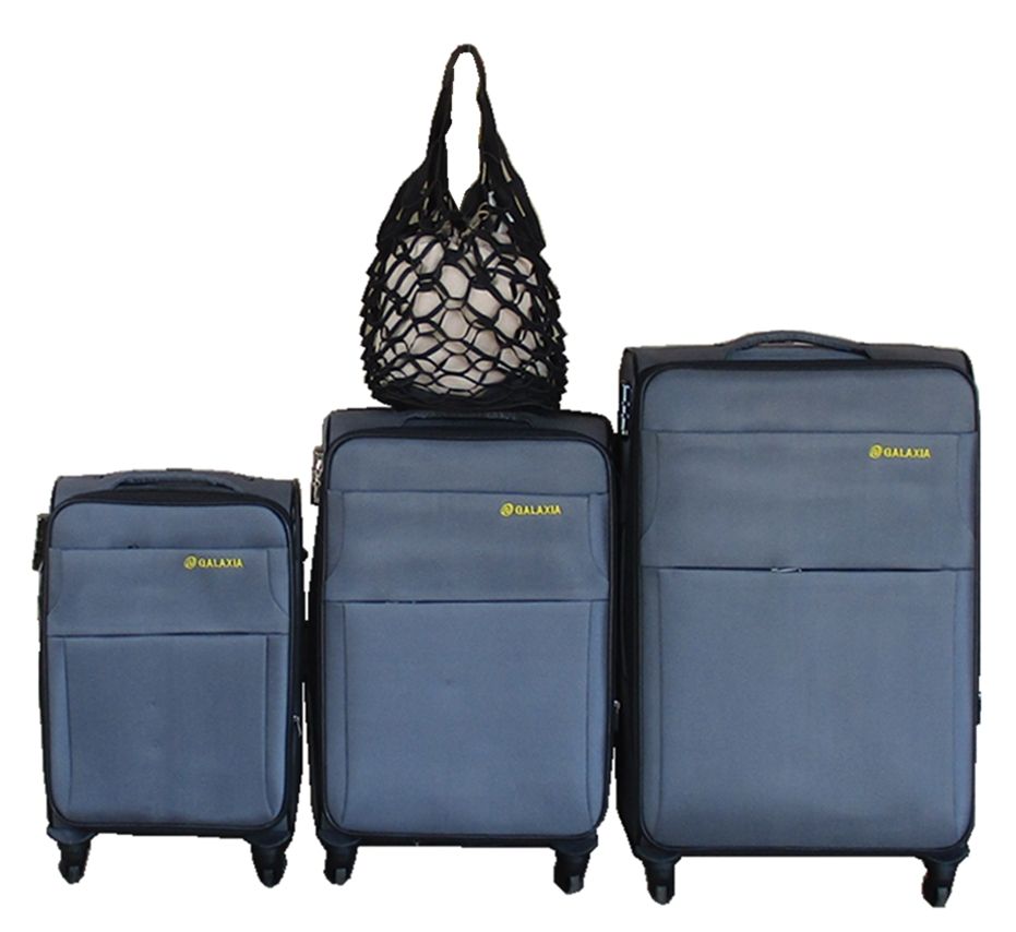 Galaxia 3-Piece Fabric Spinner Luggage Set with Tote Bag
