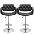 Bar Stools / Kitchen Counter Chairs with Armrests - 2 Pack - Black Colour