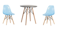 Dining Table with Wooden Leg Transparent Color Chair Set - Blue