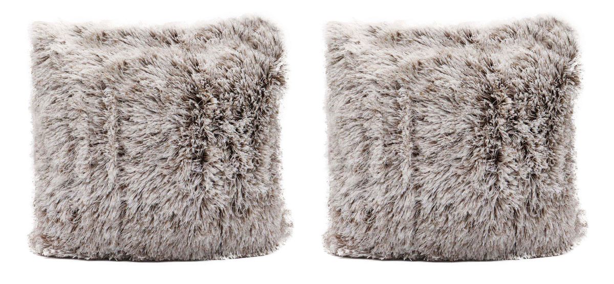 Colorful Faux Fur Cushion Set of 2 - Brown