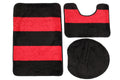 60x100cm Two Tone 3 Piece Non-Slip Turkish Toilet Cover & Mat Set Black/Red