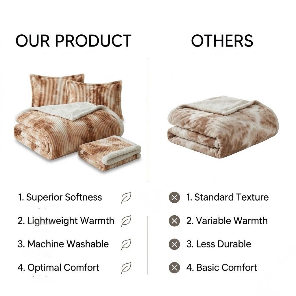 SMTE Corduroy Plush Bedding Blanket - Soft Luxury Bed Throw - Brown