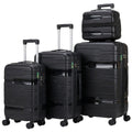 Polypropylene Suitcase Set - 8 wheeler - Glass Shine - 4 Piece - Black