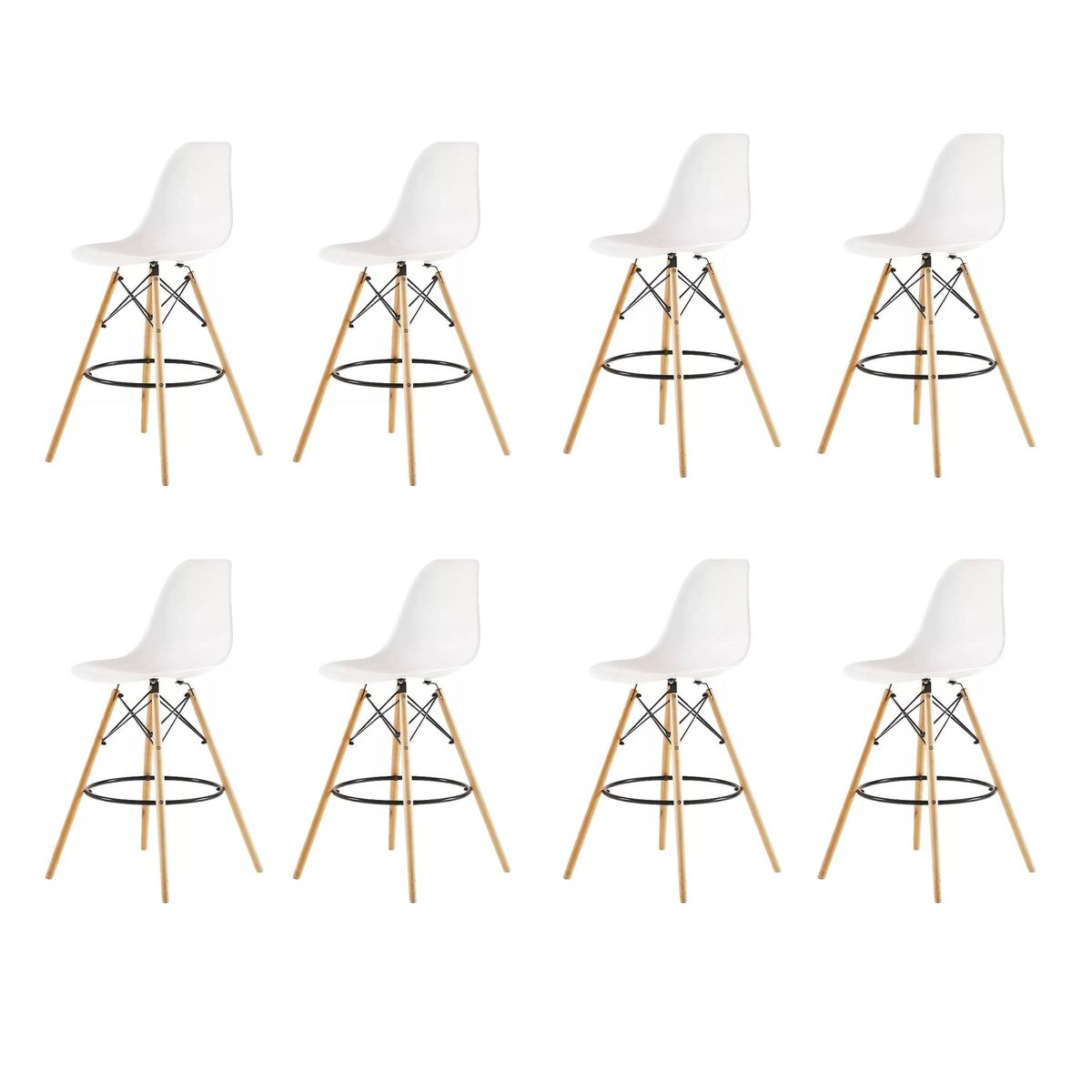 8 Pieces Of 25.5" Modern Style Eiffel Chair Counter Bar Stools Set - White