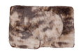 3 Piece Non-Slip Plush Three Tone Toilet Seat Cover & Bathroom Mats Set - Brown