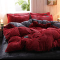 Striped Duvet Cover Set - Red
