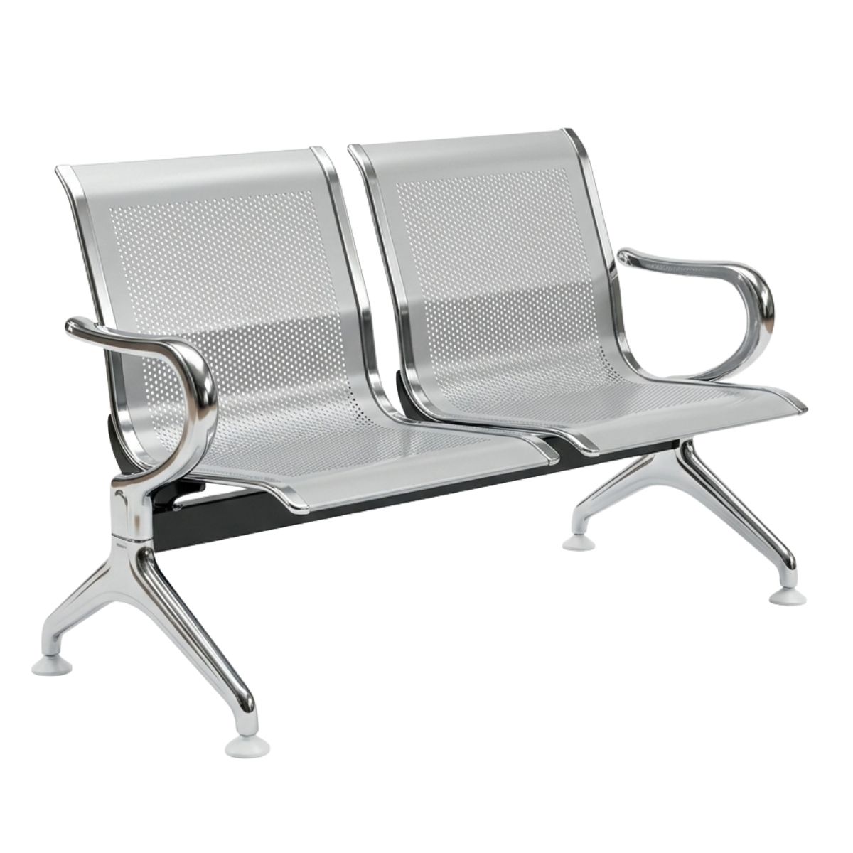 SMTE - S-502 Steel Waiting Bench Office Chair 2 Seater - Silver
