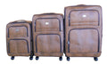 Luggage Bag Set of 3 PU Leather Travel Suitcases 28'24'22' inch Dark Brown