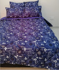 5 Piece Quilted Blue Paris Comforter Set - Queen