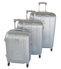 3 Piece Hard Outer Shell Protected Lightweight Sleek Luggage Bag Set - Silver