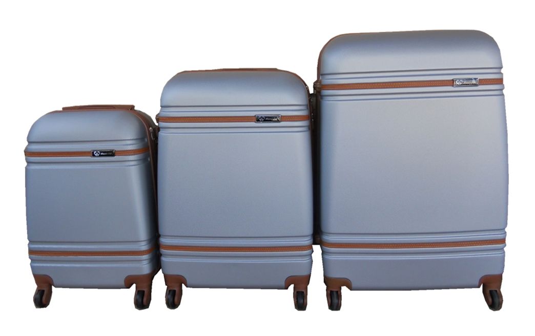 3 Piece Nexco Travel Luggage Bag Set - Silver