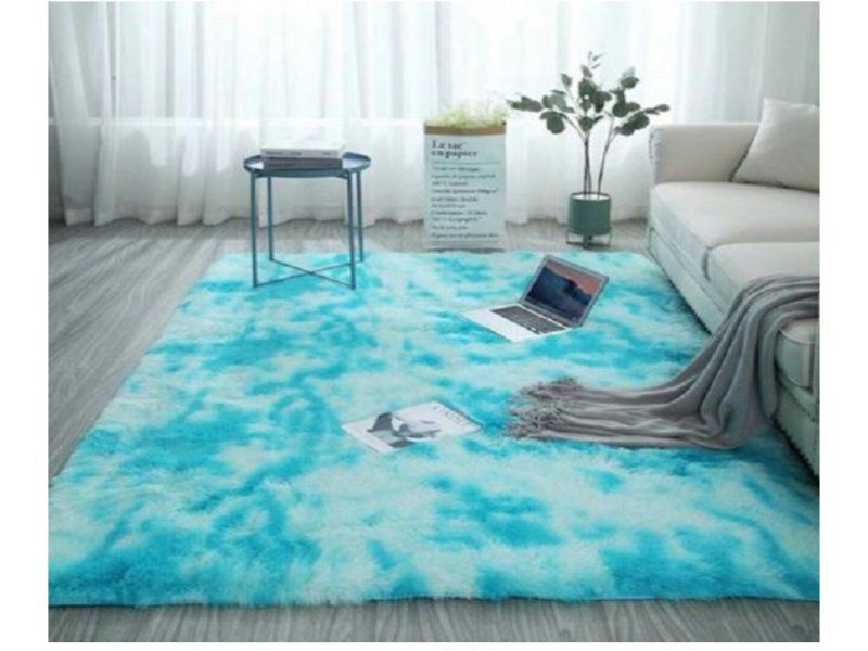 Light Blue and White Fluffy Rug(200x150)