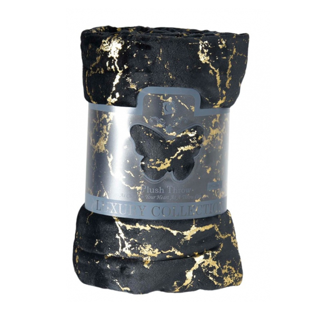 Black & Gold Luxury Plush Throw Blanket