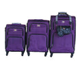 3-Piece Purple Fabric Spinner Luggage Set with Matching Travel Sidebag