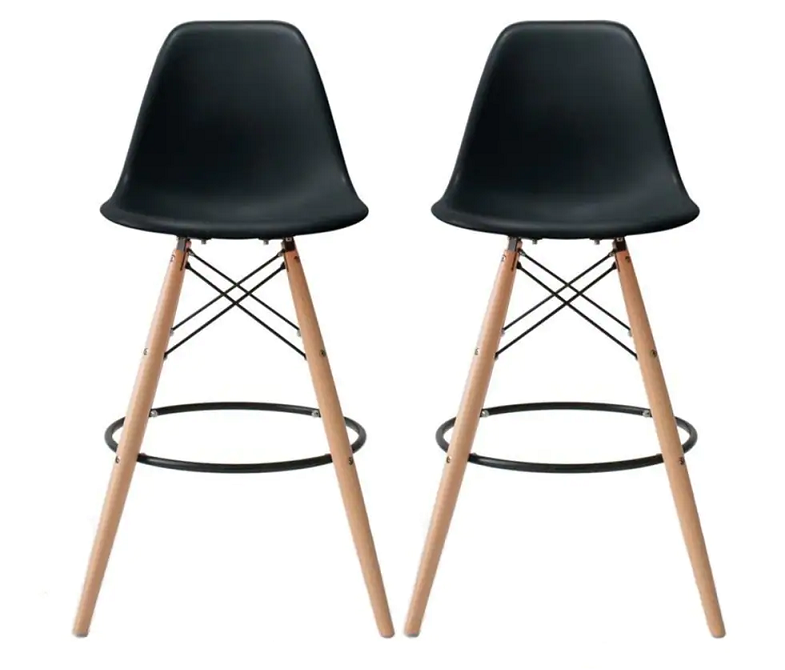 Set of 2 Modern Armless Counter / Bar Chairs