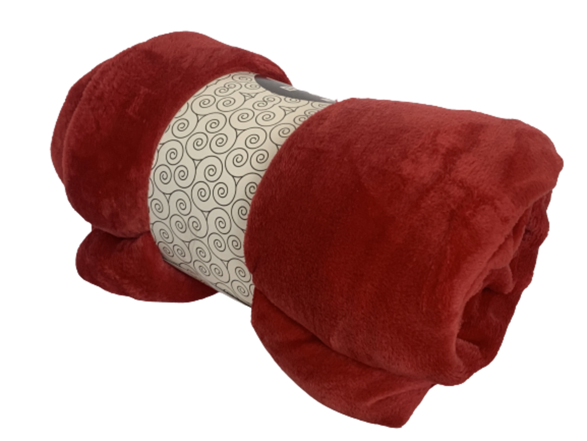 Super Soft Solid Color Bedding Throw 200x220cm - Fire Red