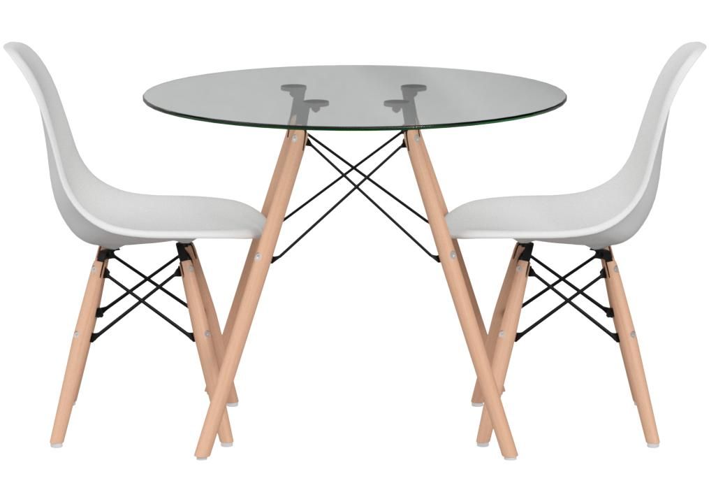 3pc Round Glass Dining Table