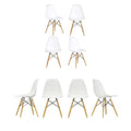 Set of 8 White Wooden Chairs