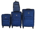 3-Piece Navy Fabric Spinner Luggage Set with Matching Navy Backpack