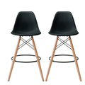 Set Of Two Wooden Leg Dining Chairs - Black