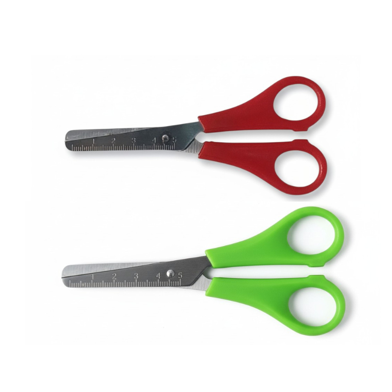 MT Kids Safety Scissors - School Scissors with Ruler Blade - 2 Pack - Red, Green