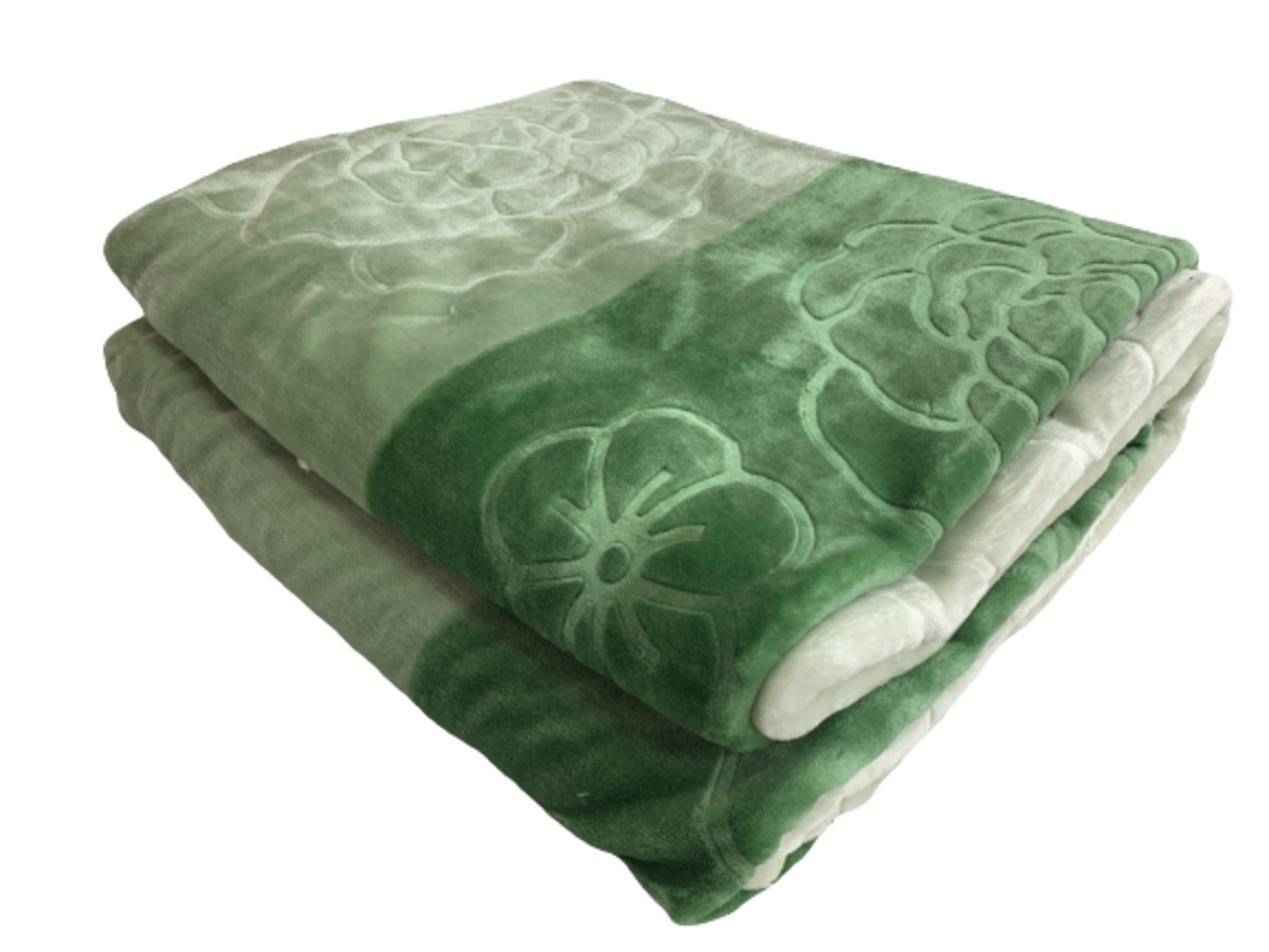 Queen Size mink Blanket Single PLY Two Tone Color - Dark Green