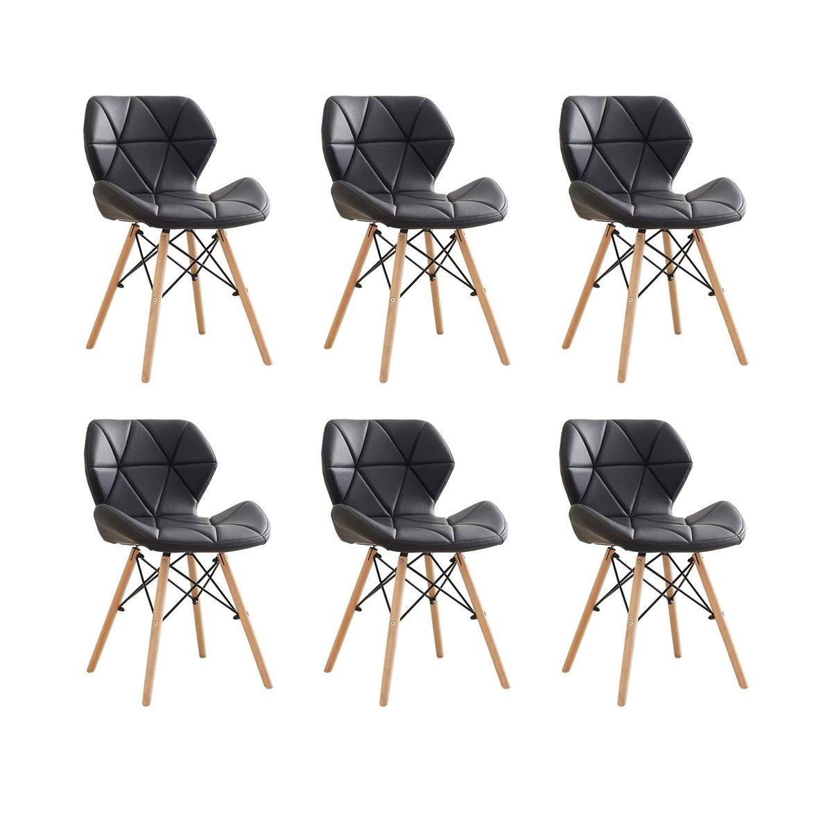 6 Piece Of Multifunctional Scandinavian Butterfly Design Ergonomic Chair Set - Black