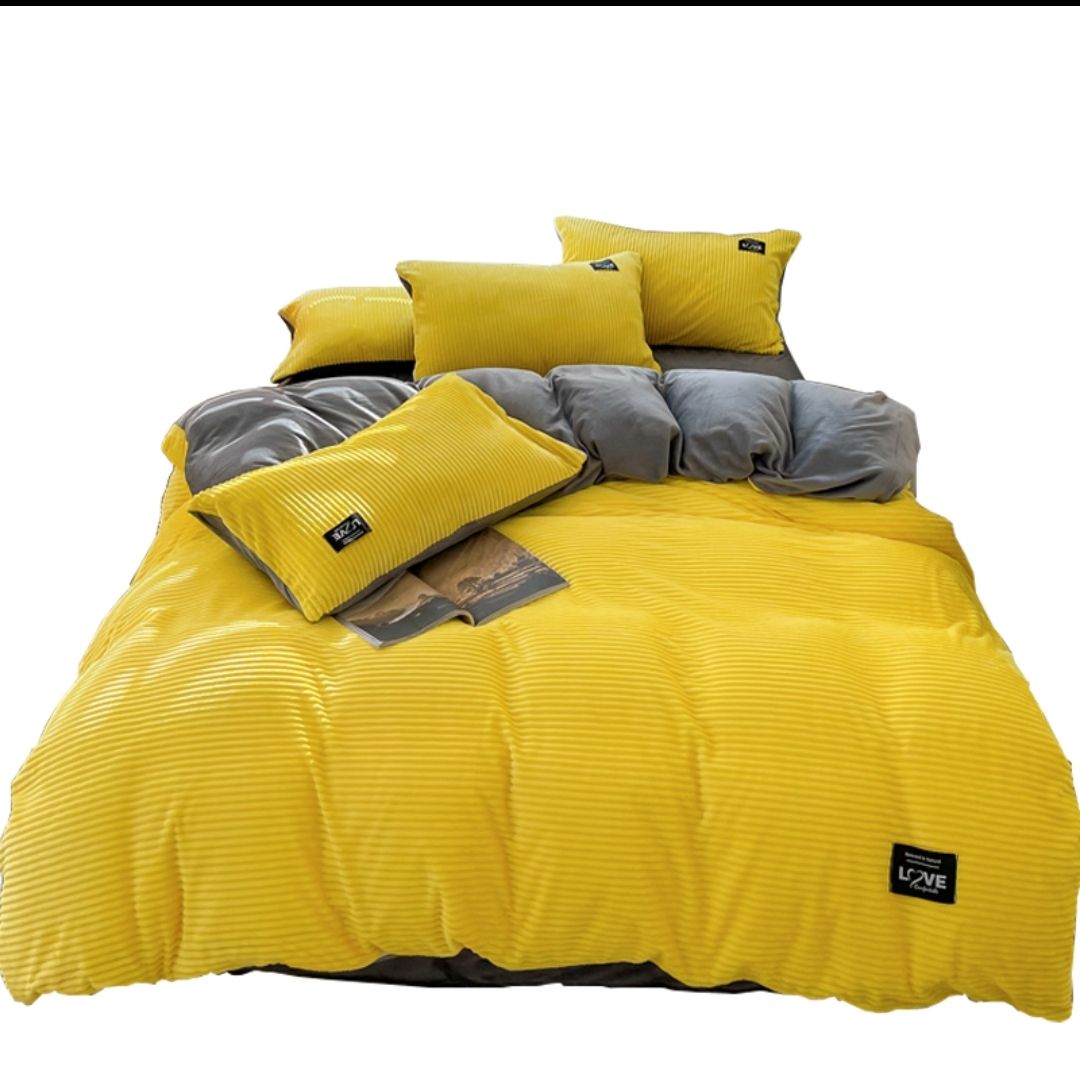 Striped Duvet Cover Set - Yellow