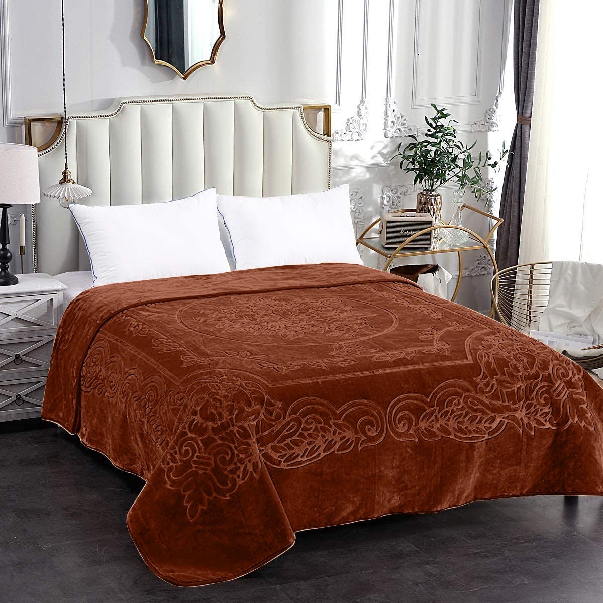 Camel - Luxury Mink Blanket 220x200cm - Warm Winter Fleece - Chocolate