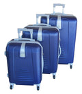 3 Piece Hard Outer Shell Protected Lightweight Sleek Luggage Bag Set - Blue