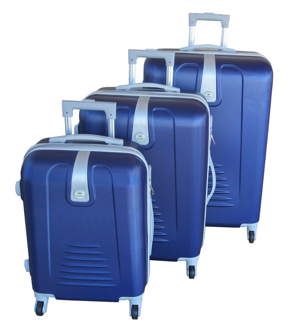 3 Piece Hard Outer Shell Protected Lightweight Sleek Luggage Bag Set - Blue