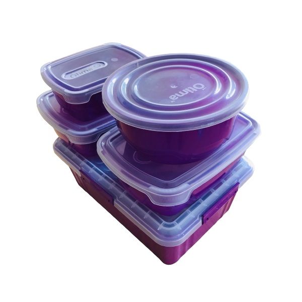Storage Containers - BPA Free Plastic - Various Sizes (5 Piece) - Purple