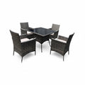 Smte-Contour 5-Piece Modular Outdoor Rattan Patio Furniture Set - Grey