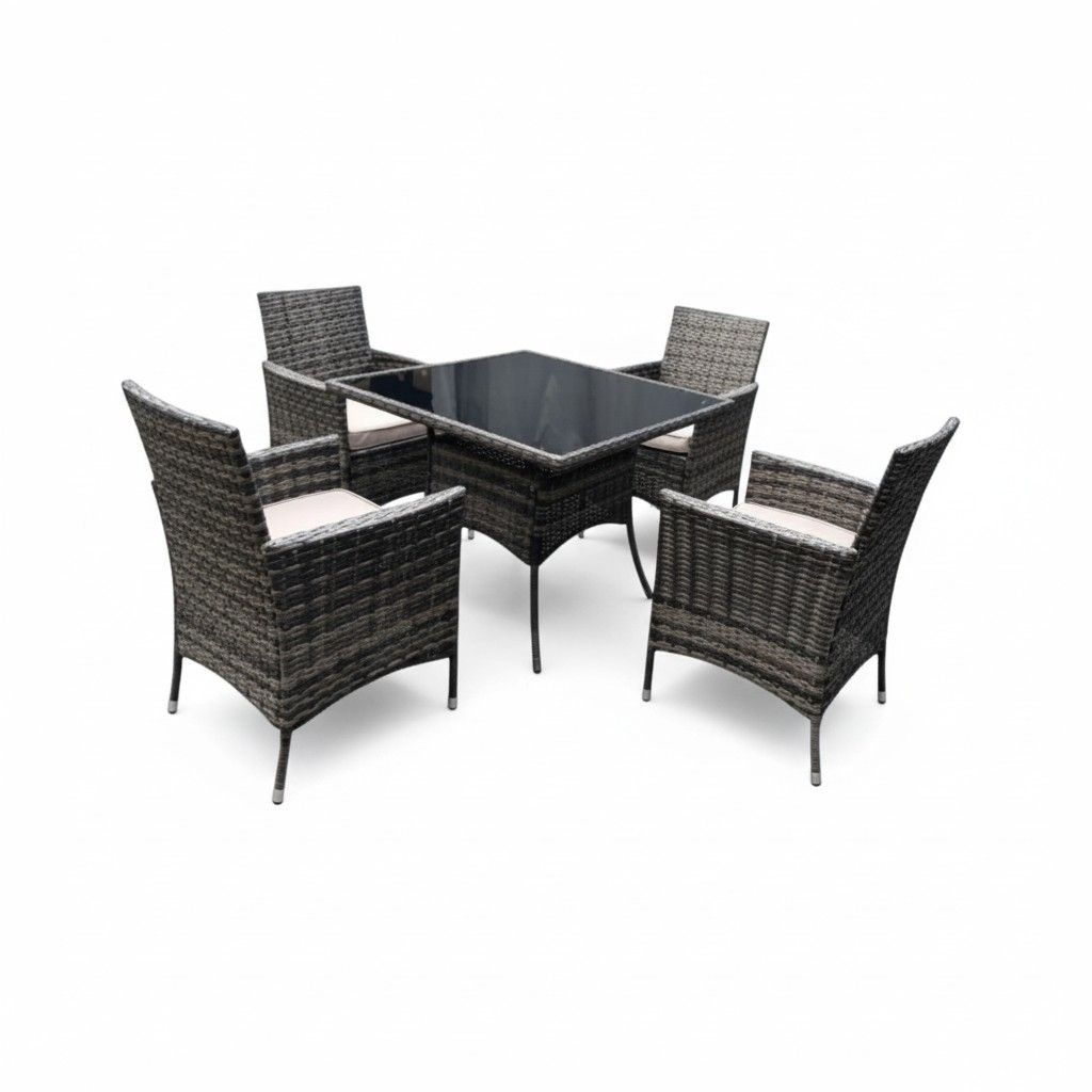 Smte-Contour 5-Piece Modular Outdoor Rattan Patio Furniture Set - Grey