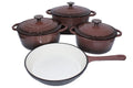 King Cuisine 7 Piece Glazed Dutch Oven Cookware Pot &Pan Set Brown