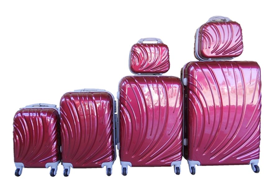 6 Suitcases Travel Trolley Luggage Set - Red