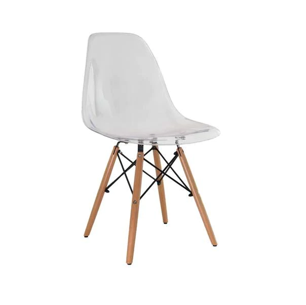 Stylish Transparent Color Dining Wooden Leg Chair - Grey