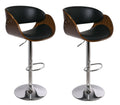 Padded Bar / Kitchen Counter Stools – Set of 2 - Black / Brown Colour