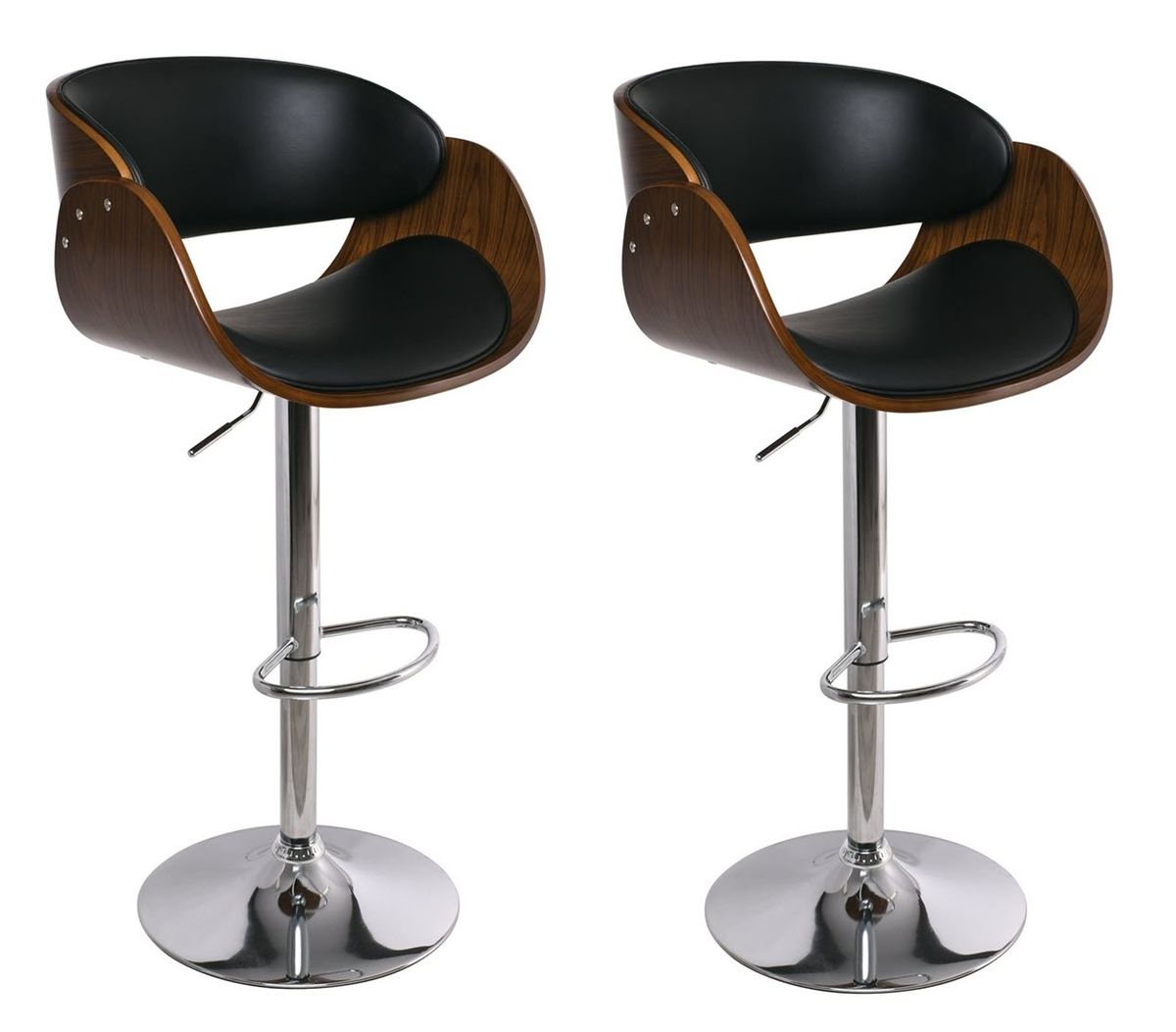 Padded Bar / Kitchen Counter Stools – Set of 2 - Black / Brown Colour