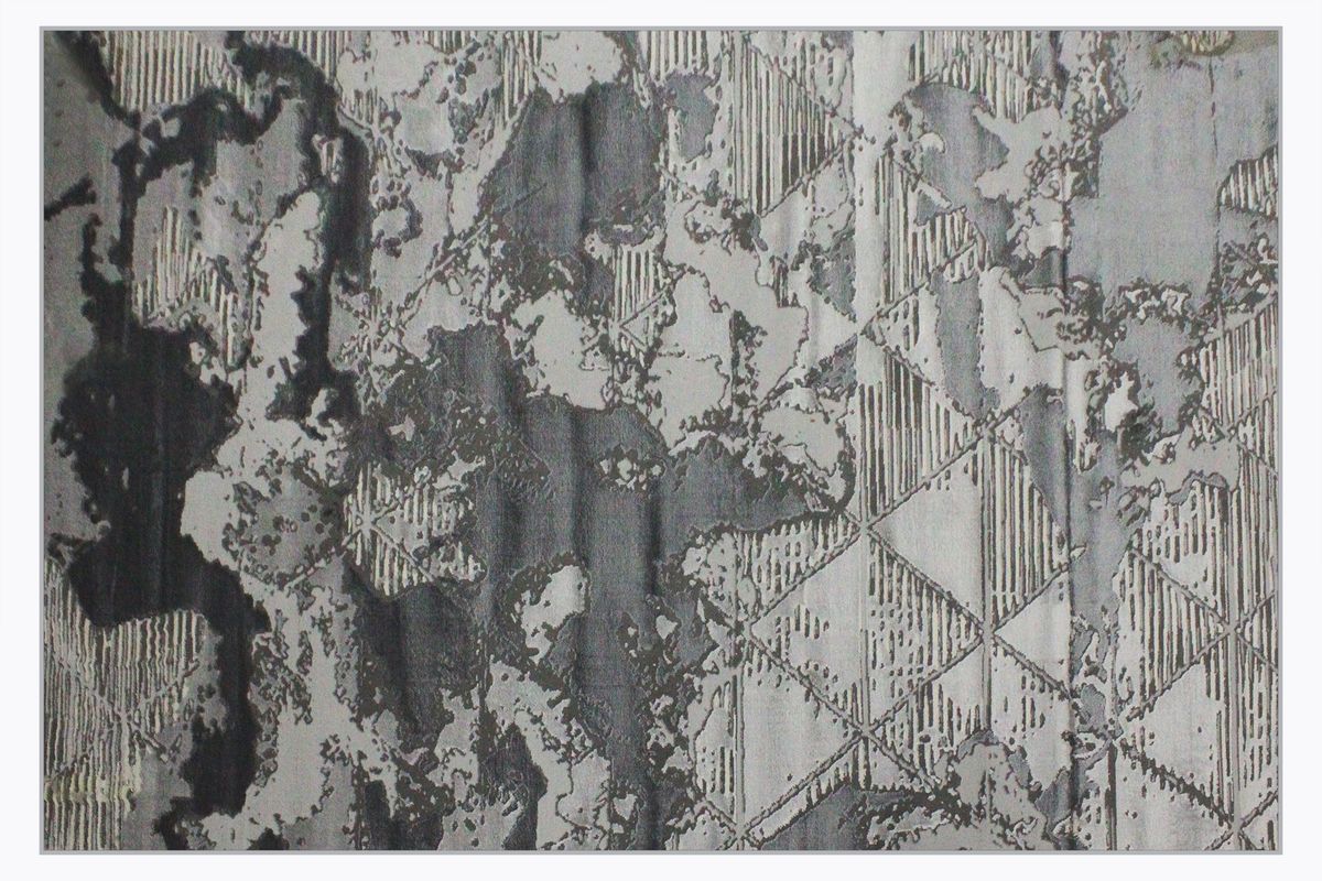 230x160 Babil Textured Geometric Turkish Rug with Shimmering Yarn Gry/L.Gry