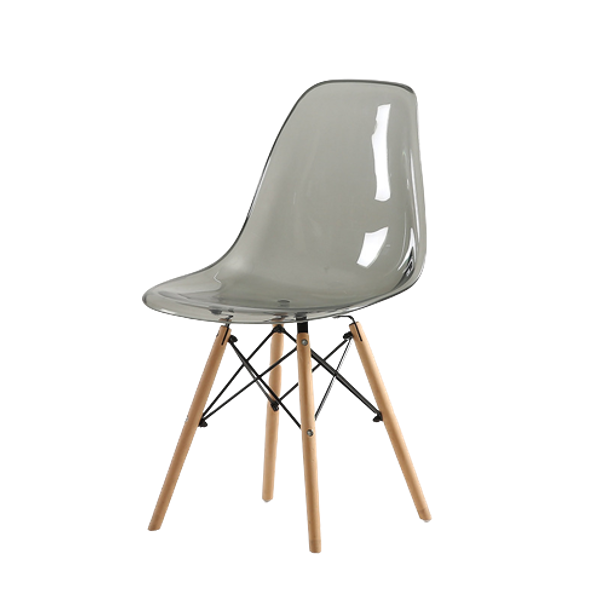 Modern Grey Transparent Dining Wooden Leg Chair