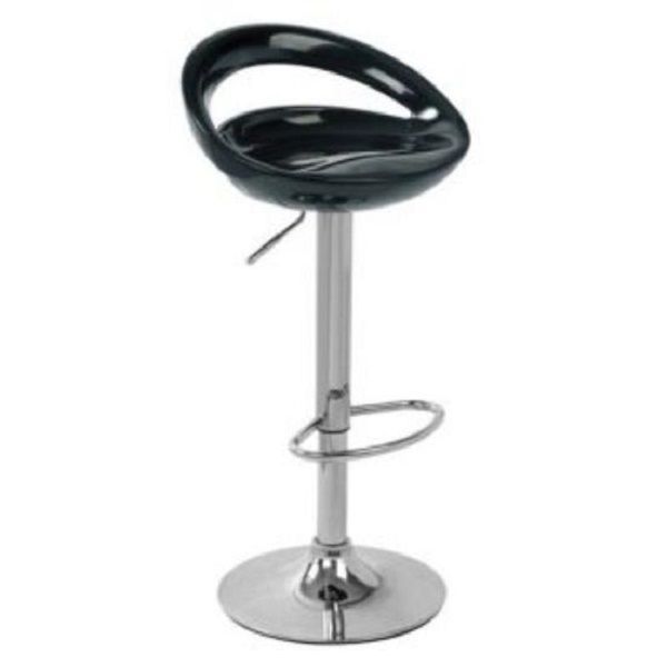 Barstool - Glossy Cutout Barstool with Gear Lift - Black
