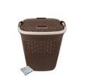 Two Tone Mesh Weave Laundry Basket & Complementary SMTE Pegs Pack - Dark Brown