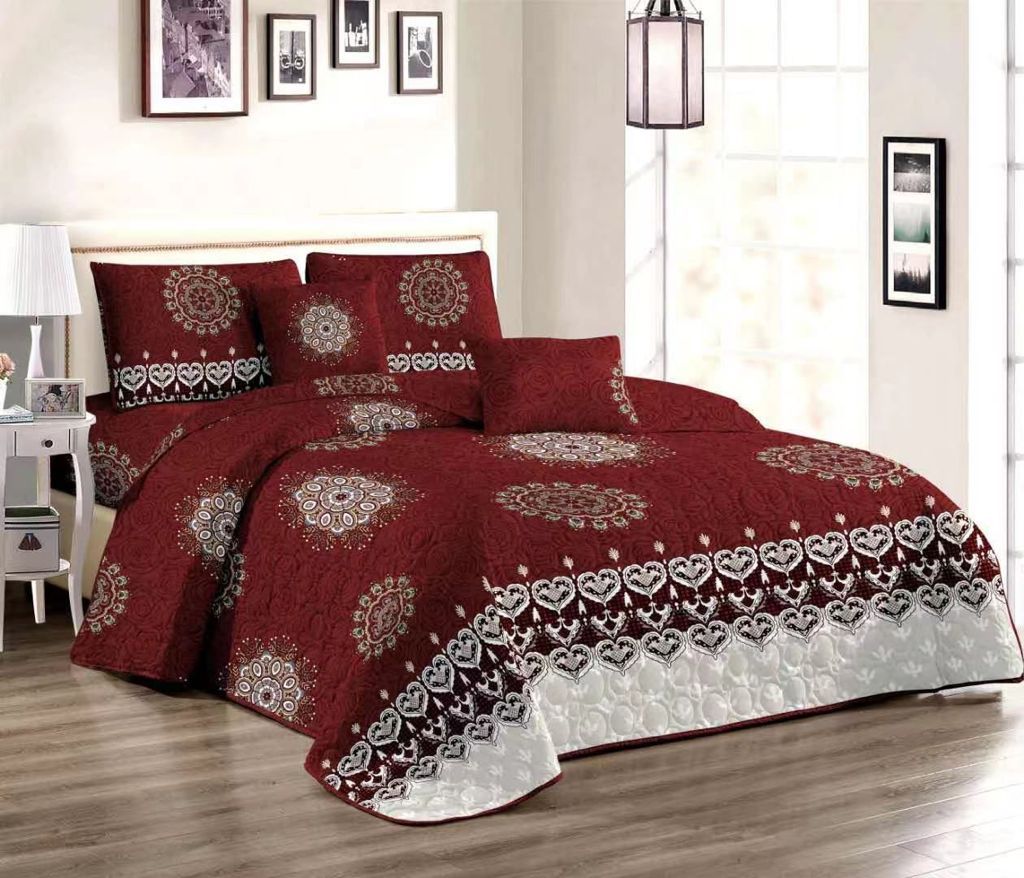 5 Piece Quilt Set Brown Bedspread Set